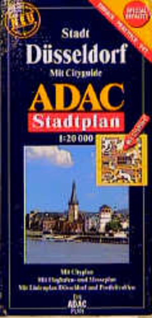 ADAC Stadtpläne, spezialgefaltet, Düsseldorf: Mit Cityguide. Mit City- und Durchfahrtsplan. Mit Verkehrslinienplan. Mit Flughafen- und Messeplan. Mit Postleitzahlen. Mit Citypilot. GPS-genau