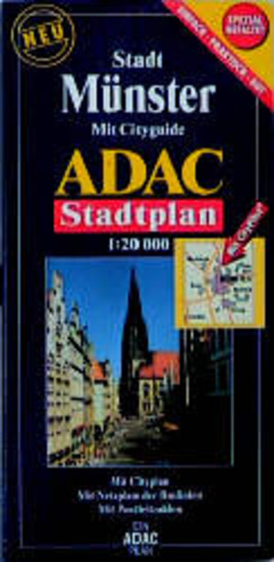 ADAC Stadtpläne, spezialgefaltet, Münster: Mit Cityguide. Mit Cityplan. Mit Netzplan der Buslinien. Mit Postleitzahlen