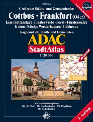 ADAC Stadtatlanten, Niederlausitz, Spreewald, Cottbus: Eisenhüttenstadt, Finsterwalde, Forst, Fürstenwalde, Guben, Königs Wusterhausen, Lübbenau. Insgesamt 281 Städte und Gemeinden