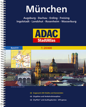 ADAC StadtAtlas München mit Augsburg, Dachau, Erding, Freising, Ingoöstadt, Land: shut, Rosenheim, Wasserburg 1:20 000: Augsburg, Dachau, Erding, ... Städte und Gemeinden. 1 : 20 000. GPS-genau