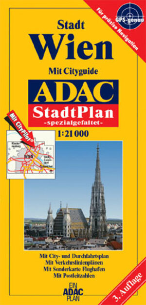 ADAC StadtPlan Wien 1 : 21 000. Spezialgefaltet: Mit City- und Durchfahrtsplan. Mit Verkehrslinienplänen. Mit Sonderkarte Flughafen. Mit Postleitzahlen. Mit CityPilot. GPS-genau