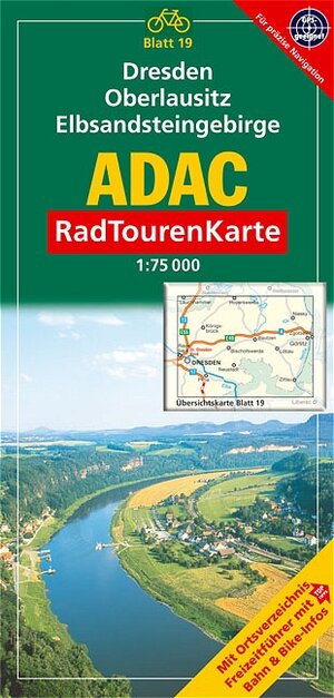 ADAC RadTourenKarte 19. Oberlausitz, Dresden, Elbsandsteingebirge. 1 : 75 000