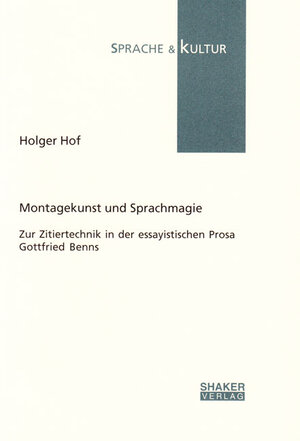 Buchcover Montagekunst und Sprachmagie | Holger Hof | EAN 9783826533464 | ISBN 3-8265-3346-1 | ISBN 978-3-8265-3346-4