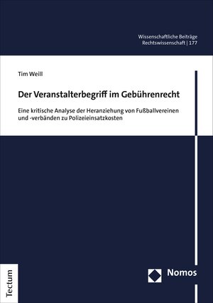Buchcover Der Veranstalterbegriff im Gebührenrecht | Tim Weill | EAN 9783828878563 | ISBN 3-8288-7856-3 | ISBN 978-3-8288-7856-3
