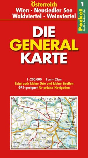 Die Generalkarte Pocket Österreich 1, Wien, Neusiedler See, Waldviertel, Weinviertel 1:200 000