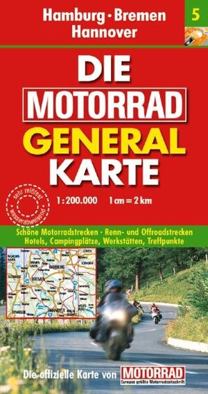 Motorrad Generalkarte Deutschland Hamburg, Bremen, Hannover 1:200 000