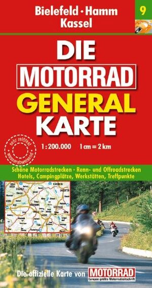 Motorrad Generalkarte Deutschland Bielefeld, Hamm, Kassel 1:200 000