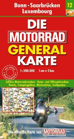 Motorrad Generalkarte Deutschland Bonn, Saarbrücken, Luxembourg 1:200 000