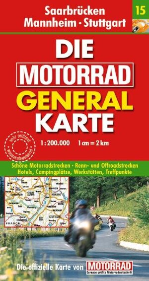 Motorrad Generalkarte Deutschland Saarbrücken, Mannheim, Stuttgart 1:200 000