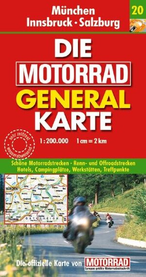 Motorrad Generalkarte Deutschland München, Innsbruck, Salzburg 1:200 000