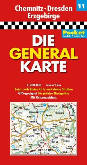 Die Generalkarte Pocket Chemnitz, Dresden, Erzgebirge 1:200 000