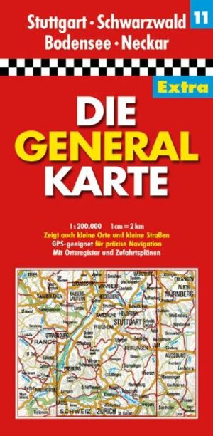 Die Generalkarte Extra Stuttgart, Schwarzwald, Bodensee, Neckar 1:200 000