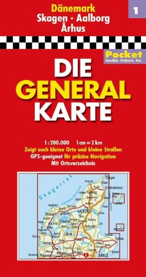 Generalkarte Dänemark Pocket 1. Skagen, Aalborg, Arhus. 1 : 200 000: Handlich. Praktisch. Gut. Zeigt auch kleine Orte und kleine Straßen