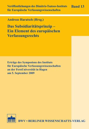 Buchcover Das Subsidiaritätsprinzip - Ein Element des europäischen Verfassungsrechts  | EAN 9783830529439 | ISBN 3-8305-2943-0 | ISBN 978-3-8305-2943-9
