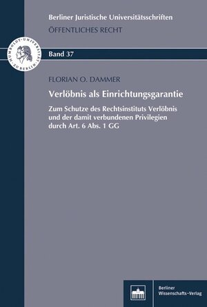 Buchcover Verlöbnis als Einrichtungsgarantie | Florian Dammer | EAN 9783830538097 | ISBN 3-8305-3809-X | ISBN 978-3-8305-3809-7