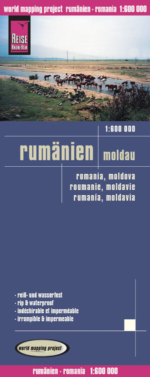 Reise Know-How Landkarte Rumänien, Moldau (1:600.000): world mapping project: Kartenbild 2seitig, exakte Höhenlinien, Höhenschichten-Relief, ... ausführlicher Ortsindex, reiß- und wasserfest