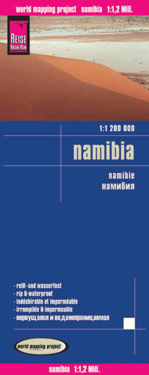 Namibia 1 : 1 200 000: Exakte Höhenlinien. Höhenschichten-Relief. GPS-tauglich durch Gradnetz. Klassifiziertes Straßennetz. Ausführlicher Ortsindex