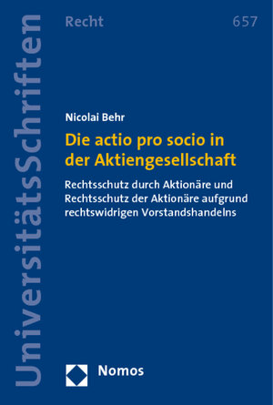 Buchcover Die actio pro socio in der Aktiengesellschaft | Nicolai Behr | EAN 9783832950934 | ISBN 3-8329-5093-1 | ISBN 978-3-8329-5093-4