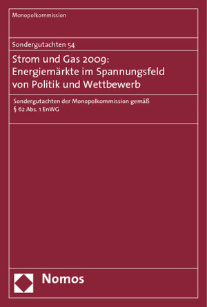 Buchcover Sondergutachten 54: Strom und Gas 2009: Energiemärkte im Spannungsfeld von Politik und Wettbewerb | Monopolkommission | EAN 9783832950941 | ISBN 3-8329-5094-X | ISBN 978-3-8329-5094-1