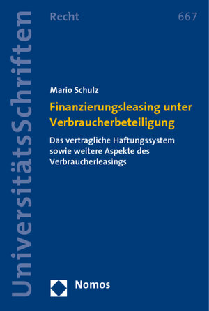 Buchcover Finanzierungsleasing unter Verbraucherbeteiligung | Mario Schulz | EAN 9783832953195 | ISBN 3-8329-5319-1 | ISBN 978-3-8329-5319-5