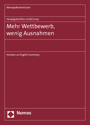 Buchcover Hauptgutachten 2008/2009 - Mehr Wettbewerb, wenig Ausnahmen | Monopolkommission | EAN 9783832961527 | ISBN 3-8329-6152-6 | ISBN 978-3-8329-6152-7