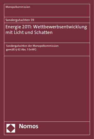 Buchcover Sondergutachten 59: Energie 2011: Wettbewerbsentwicklung mit Licht und Schatten | Monopolkommission | EAN 9783832971076 | ISBN 3-8329-7107-6 | ISBN 978-3-8329-7107-6