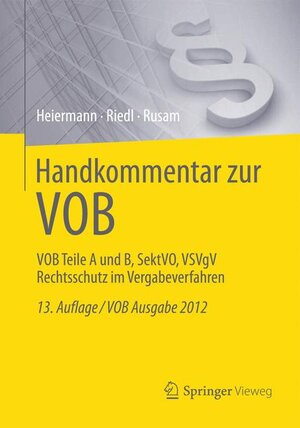 Buchcover Handkommentar zur VOB | Wolfgang Heiermann | EAN 9783834825520 | ISBN 3-8348-2552-2 | ISBN 978-3-8348-2552-0