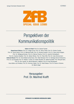 Perspektiven der Kommunikationspolitik (ZfB Special Issue)