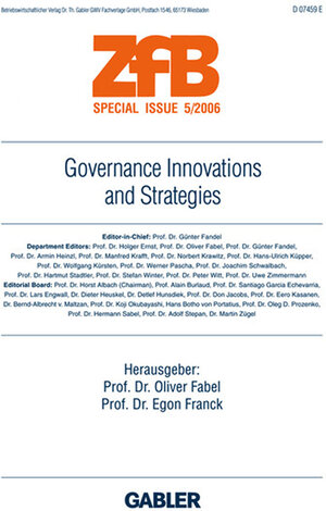 Buchcover Governance Innovations and Strategies | EAN 9783834904263 | ISBN 3-8349-0426-0 | ISBN 978-3-8349-0426-3