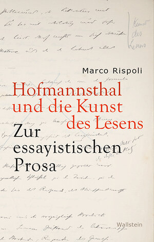 Buchcover Hofmannsthal und die Kunst des Lesens | Marco Rispoli | EAN 9783835339255 | ISBN 3-8353-3925-7 | ISBN 978-3-8353-3925-5