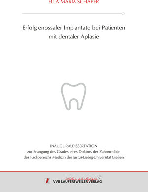 Buchcover Erfolg enossaler Implantate bei Patienten mit dentaler Aplasie | Ella Schaper | EAN 9783835967786 | ISBN 3-8359-6778-9 | ISBN 978-3-8359-6778-6