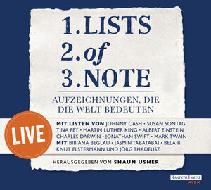 Buchcover Lists of note – live  | EAN 9783837135411 | ISBN 3-8371-3541-1 | ISBN 978-3-8371-3541-1