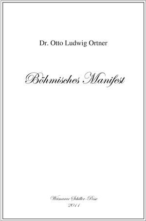 Buchcover Böhmisches Manifest | Otto Ludwig Ortner | EAN 9783837211566 | ISBN 3-8372-1156-8 | ISBN 978-3-8372-1156-6