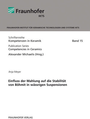 Buchcover Einfluss der Mahlung auf die Stabilität von Böhmit in wässrigen Suspensionen. | Anja Meyer | EAN 9783839605356 | ISBN 3-8396-0535-0 | ISBN 978-3-8396-0535-6