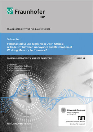 Buchcover Personalised Sound Masking in Open Offices: A Trade-Off between Annoyance and Restoration of Working Memory Performance? | Tobias Renz | EAN 9783839614624 | ISBN 3-8396-1462-7 | ISBN 978-3-8396-1462-4