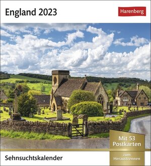 Buchcover England Sehnsuchtskalender 2023. Fernweh in einem kleinen Kalender zum Aufstellen. Die schönsten Landschaften Englands als Postkarten in einem Tischkalender. Auch zum Aufhängen.  | EAN 9783840028632 | ISBN 3-8400-2863-9 | ISBN 978-3-8400-2863-2