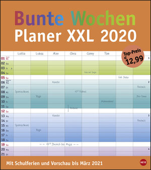 Buchcover Bunte Wochen Planer XXL Kalender 2020  | EAN 9783840172434 | ISBN 3-8401-7243-8 | ISBN 978-3-8401-7243-4