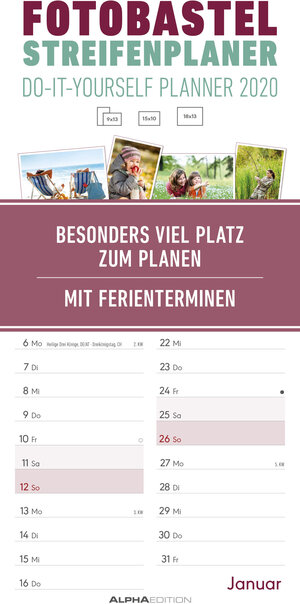 Buchcover Foto-Bastel-Streifenplaner 2020 - Bastelkalender - Do it yourself calendar (21 x 45) - datiert - 1 Spalte - Fotokalender - Wandplaner - mit Ferienterminen | ALPHA EDITION | EAN 9783840705632 | ISBN 3-8407-0563-0 | ISBN 978-3-8407-0563-2