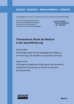 Buchcover Themenband: Musik als Medium in der Sprachförderung | Dominik Bott | EAN 9783844053388 | ISBN 3-8440-5338-7 | ISBN 978-3-8440-5338-8