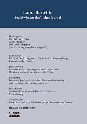 Buchcover Land-Berichte. Sozialwissenschaftliches Journal  | EAN 9783844055269 | ISBN 3-8440-5526-6 | ISBN 978-3-8440-5526-9