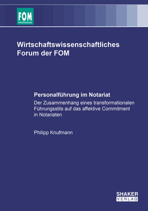 Buchcover Personalführung im Notariat | Philipp Knufmann | EAN 9783844086966 | ISBN 3-8440-8696-X | ISBN 978-3-8440-8696-6