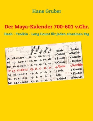 Buchcover Der Maya-Kalender 700-601 v.Chr. | Hans Gruber | EAN 9783844809862 | ISBN 3-8448-0986-4 | ISBN 978-3-8448-0986-2