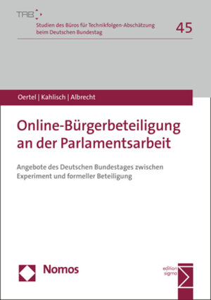 Buchcover Online-Bürgerbeteiligung an der Parlamentsarbeit | Britta Oertel | EAN 9783845290300 | ISBN 3-8452-9030-7 | ISBN 978-3-8452-9030-0