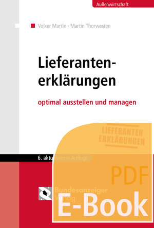 Buchcover Lieferantenerklärungen (E-Book) | Volker Martin | EAN 9783846207369 | ISBN 3-8462-0736-5 | ISBN 978-3-8462-0736-9