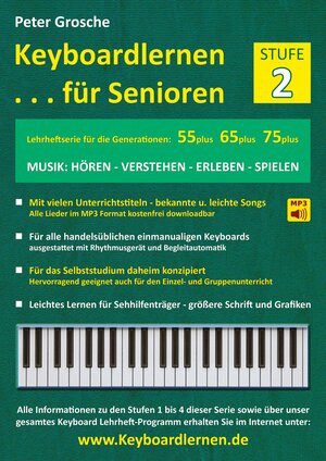 Buchcover Keyboardlernen für Senioren (Stufe 2) | Peter Grosche | EAN 9783848264124 | ISBN 3-8482-6412-9 | ISBN 978-3-8482-6412-4