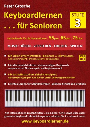 Buchcover Keyboardlernen für Senioren (Stufe 3) | Peter Grosche | EAN 9783848264131 | ISBN 3-8482-6413-7 | ISBN 978-3-8482-6413-1