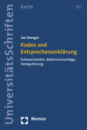 Buchcover Kodex und Entsprechenserklärung | Jan Stenger | EAN 9783848706228 | ISBN 3-8487-0622-9 | ISBN 978-3-8487-0622-8