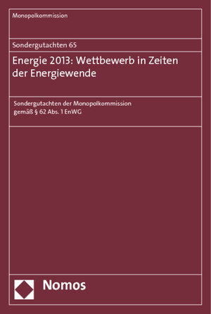 Buchcover Sondergutachten 65: Energie 2013: Wettbewerb in Zeiten der Energiewende | Monopolkommission | EAN 9783848710300 | ISBN 3-8487-1030-7 | ISBN 978-3-8487-1030-0