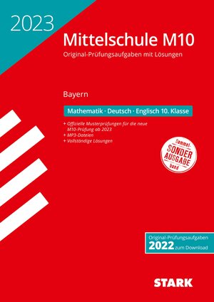 Buchcover STARK Original-Prüfungen mit Lösungen Mittelschule M10 2023 - Mathematik, Deutsch, Englisch - Bayern  | EAN 9783849055554 | ISBN 3-8490-5555-8 | ISBN 978-3-8490-5555-4