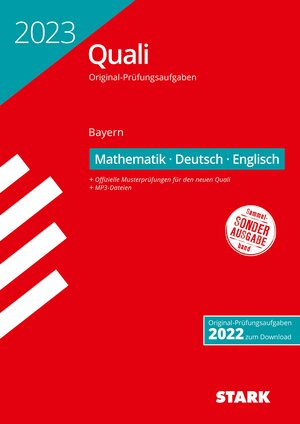 Buchcover STARK Original-Prüfungen Quali Mittelschule 2023 - Mathematik, Deutsch, Englisch 9. Klasse - Bayern  | EAN 9783849055561 | ISBN 3-8490-5556-6 | ISBN 978-3-8490-5556-1
